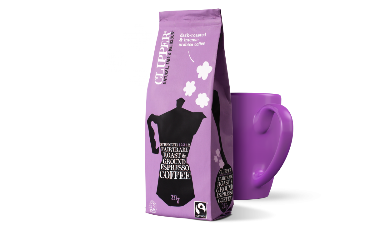 Fairtrade roast ground espresso coffee